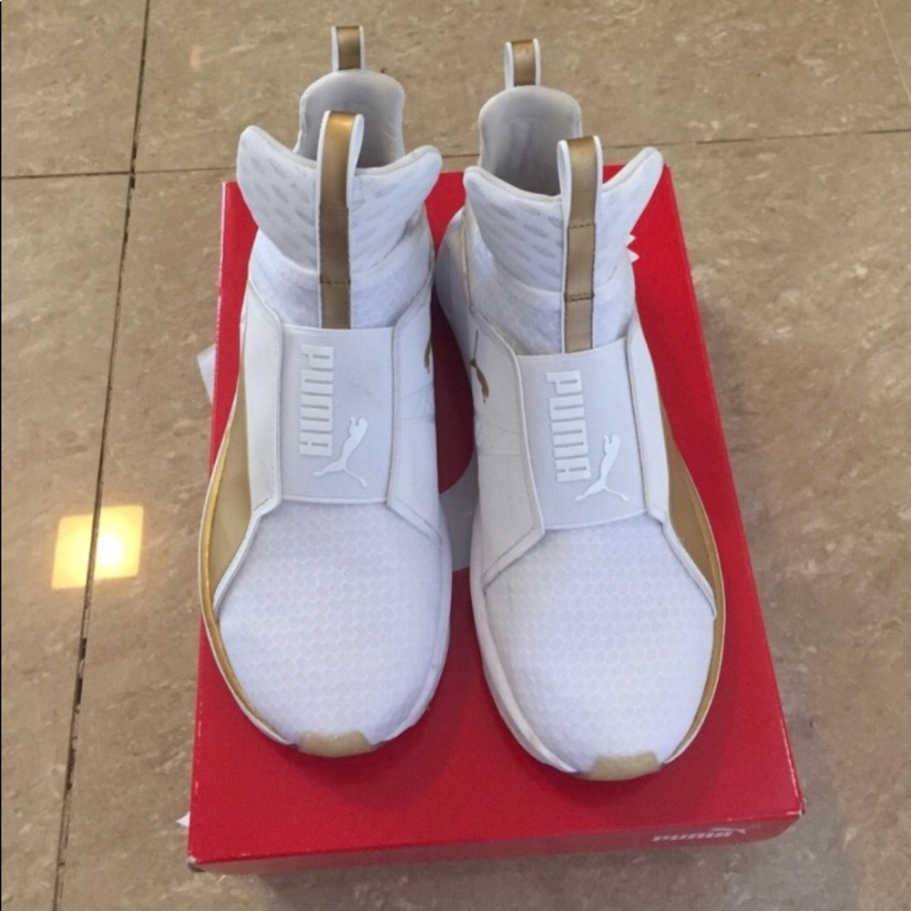 WHITE GOLD PUMA FIERCE GOLD TRAINERS!